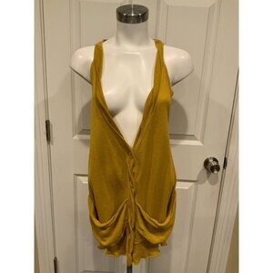 Moth Mustard Yellow Sleeveless Sweater Vest W/ Pockets, Size Small